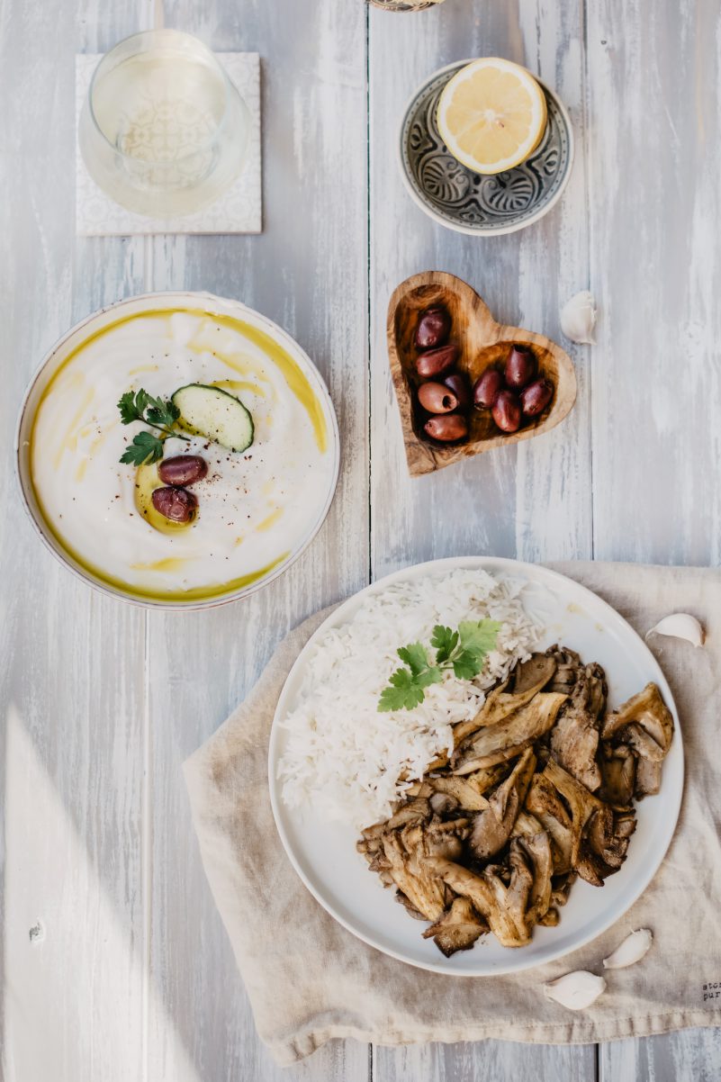 Vegan Gyros Tzatziki Einfaches Rezept Mit Austernpilzen Soja