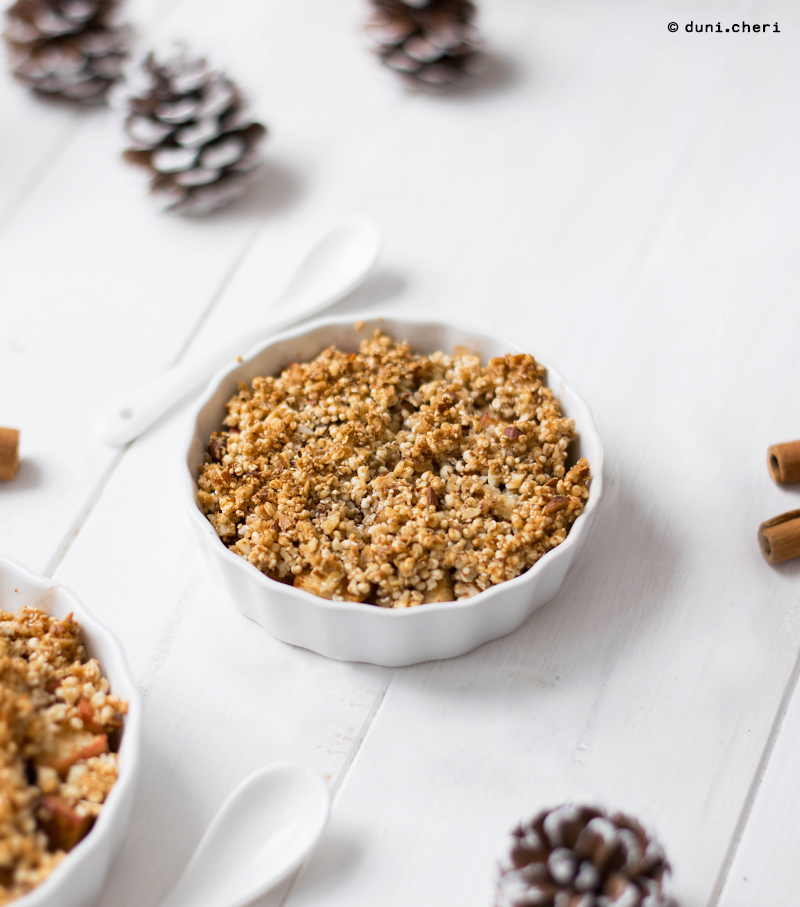 Apple Crumble Kokosöl Quinoa Vegan gesund Rezept