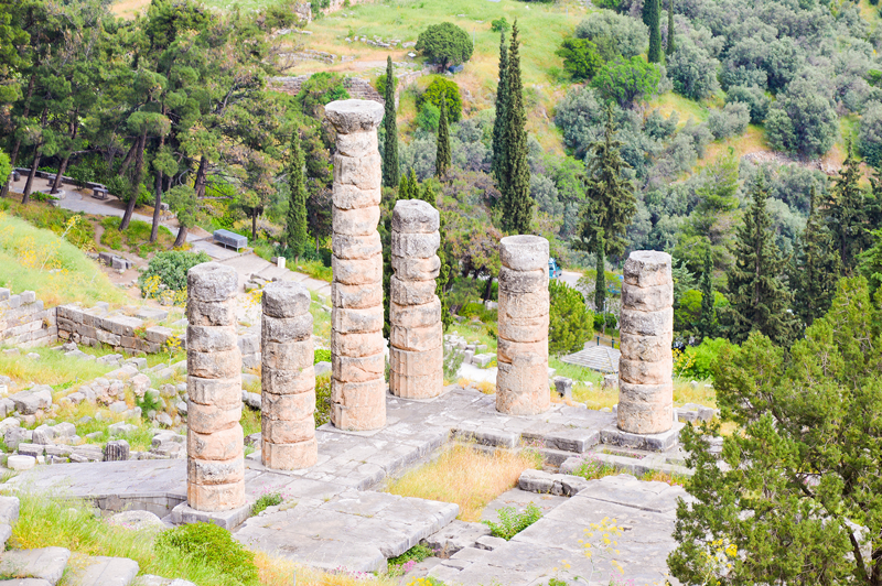 Ruinen Delphi Griechenland Säulen