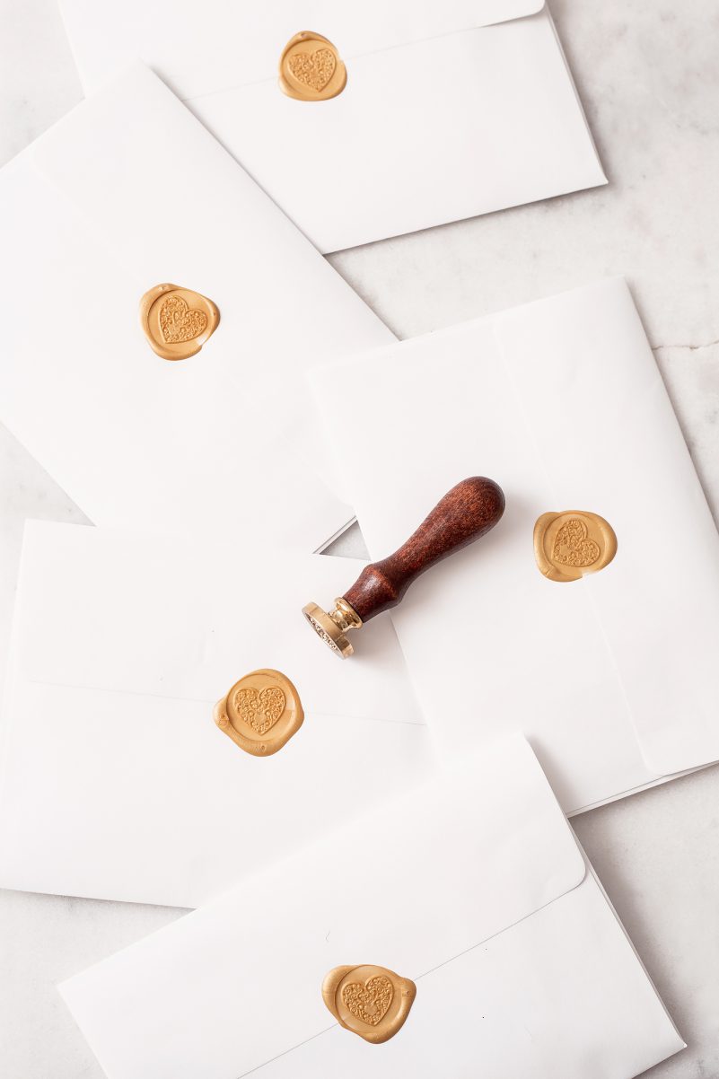 wachssiegel gold selber machen hochzeit herz