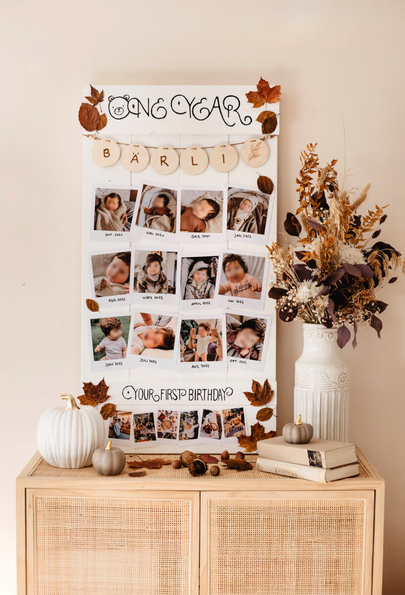 diy idee erster geburtstag baby foto collage 1 jahr