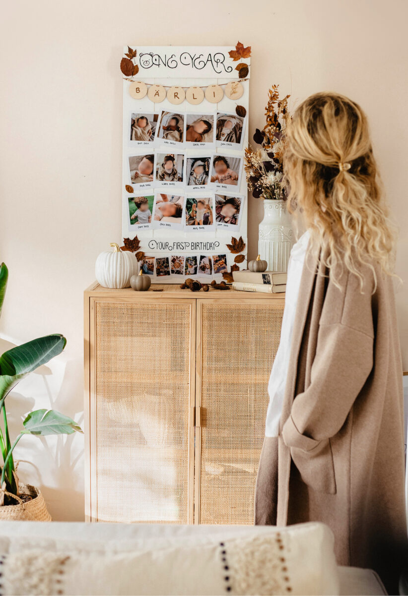 diy idee holz 1 jahr geburtstag baby foto kollage