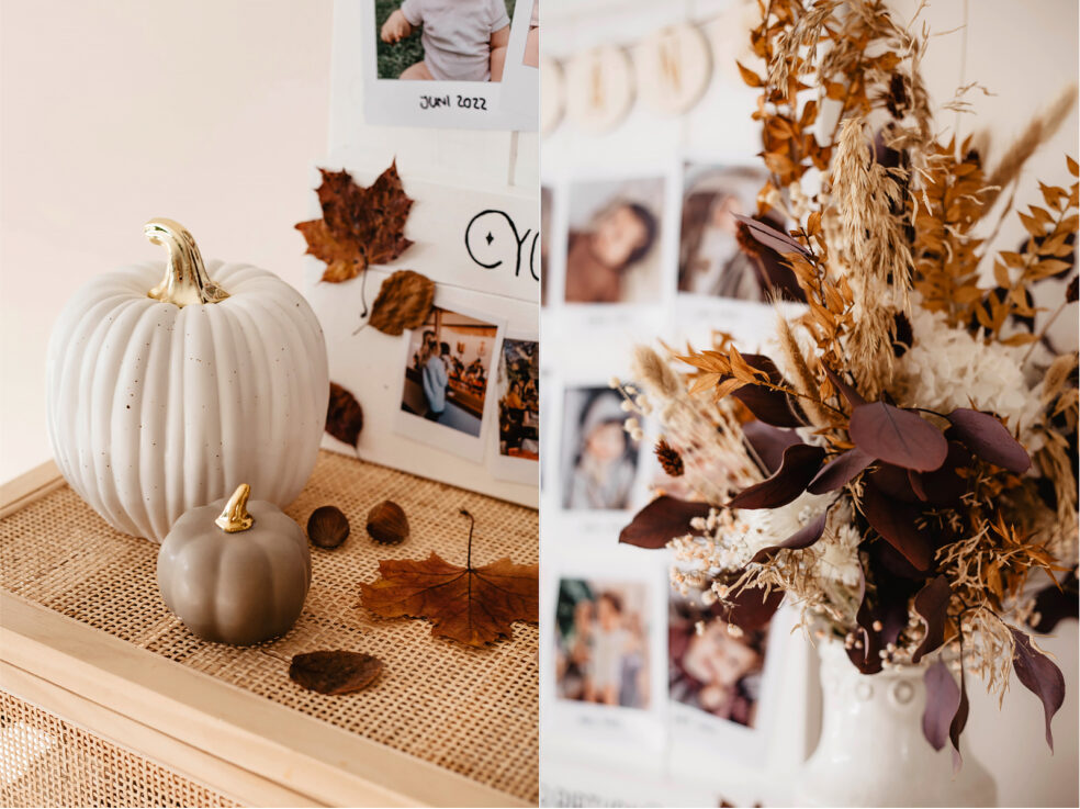 herbst deko kürbis gold weiss beige