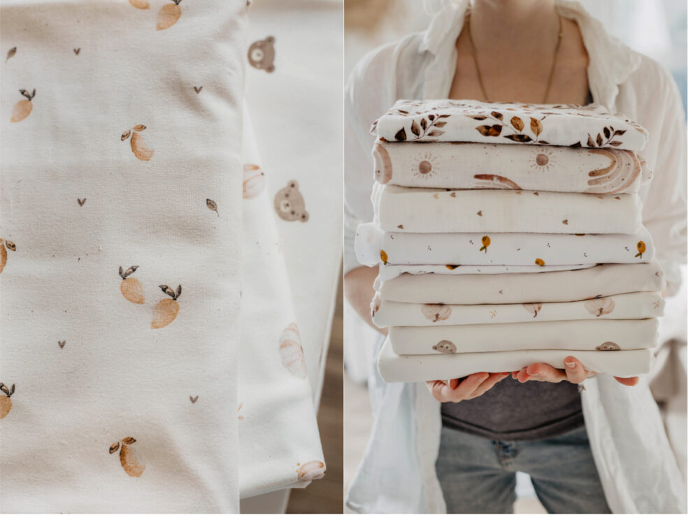 stoff kinder beige boho zitronen musselin