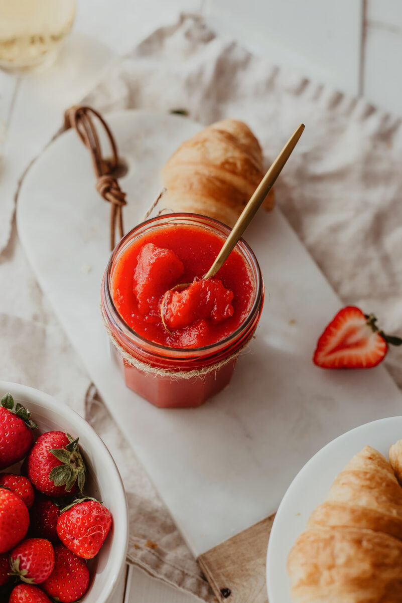 Erdbeer Holunderblüten Limetten Marmelade Rezept Vegan