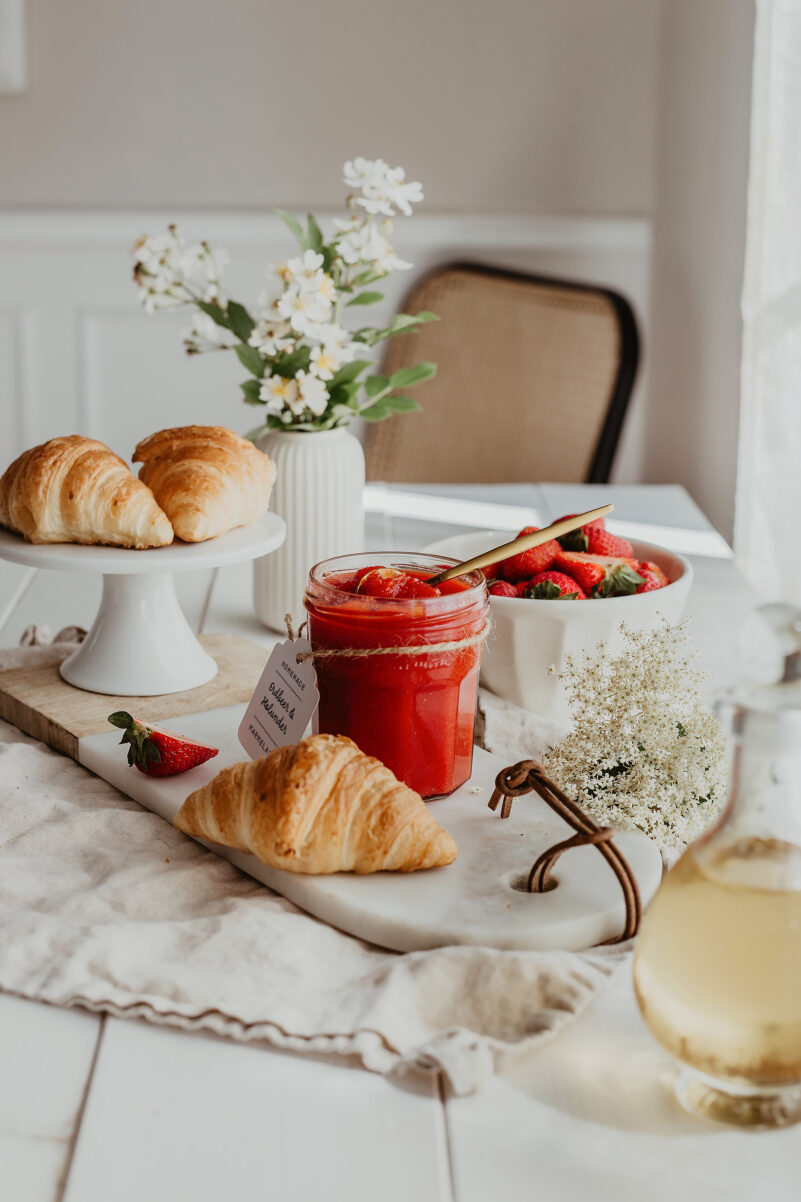 Erdbeer Holunderblüten Limetten Marmelade Rezept Vegan