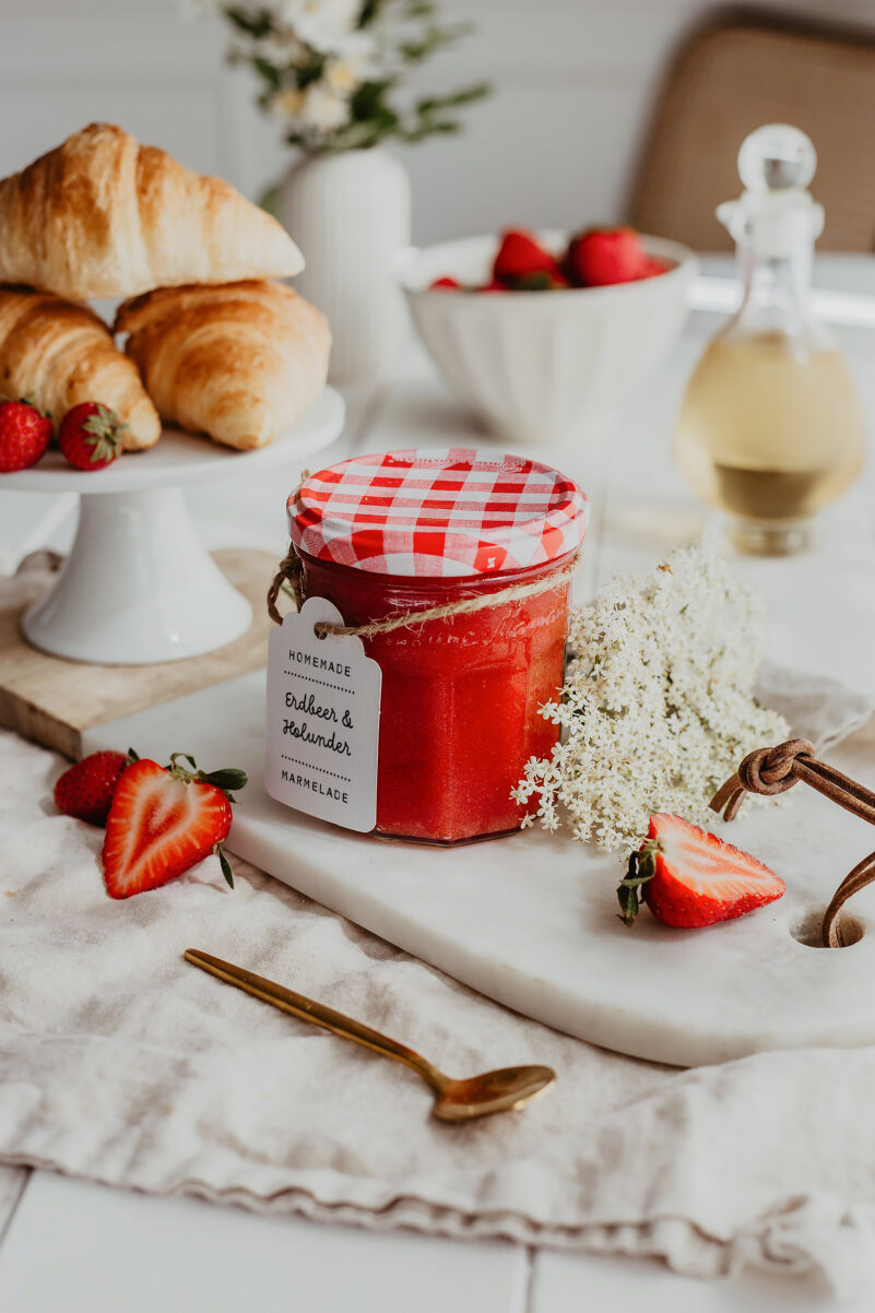 Erdbeer Holunderblüten Limetten Marmelade Rezept Vegan