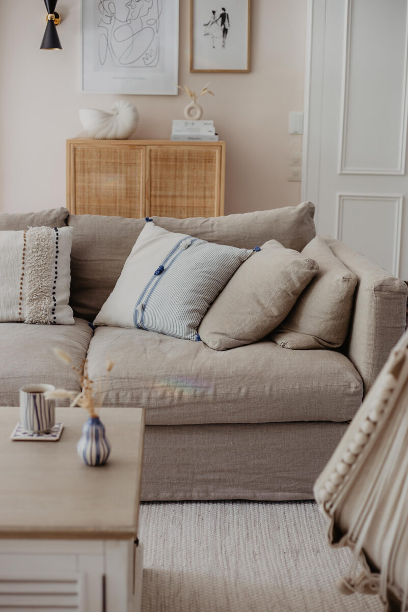 wohnzimmer leinen sofa beige