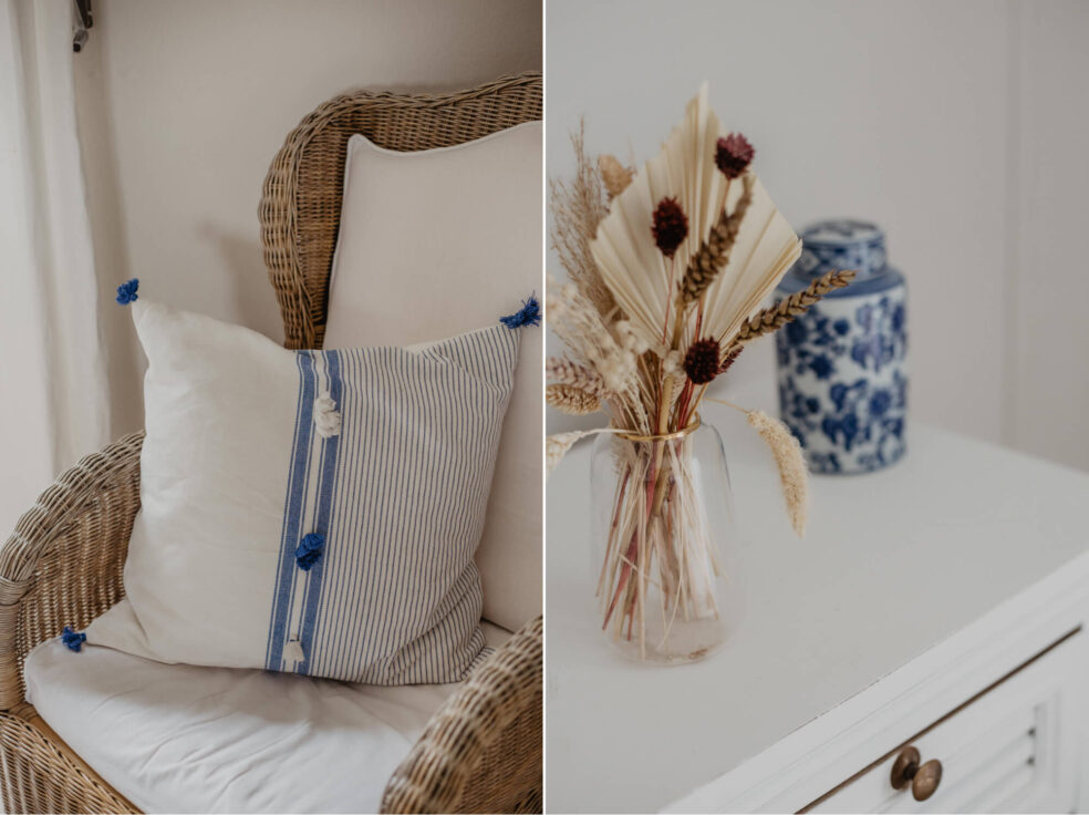 blau weiss deko kissen meer cottage landhaus stil
