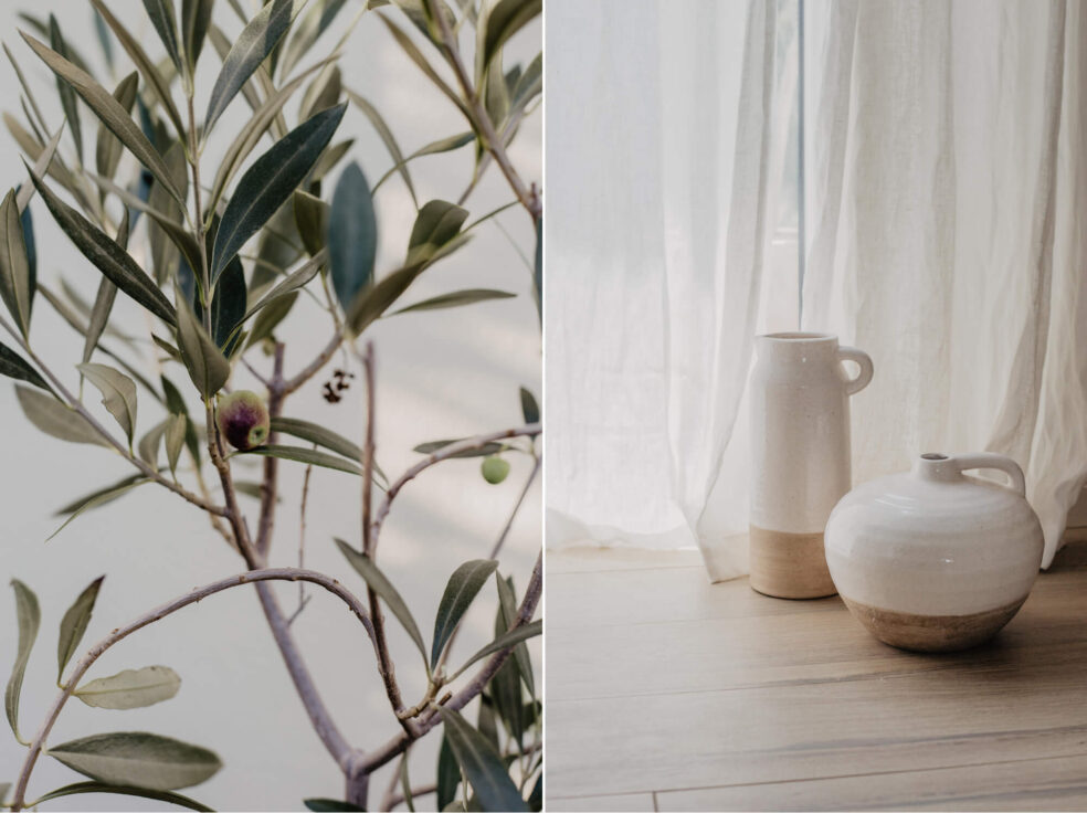 oliven zweig deko mediterran weiss